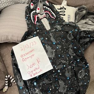 2XL PADS Bape Space Camo Sharkface Double Hoodie w tags and bag GLOW IN THE DARK